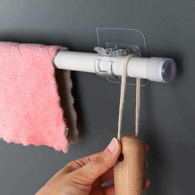 Ingen boregardinstangbraketter Selvklebende gardinstangbrakett Gjennomsiktig