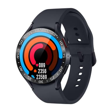 Svart klokkeramme med hvite bokstaver Kompatibel med Samsung Watch 6 Sort 36.5mm/44mm