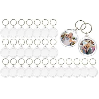Gjennomsiktig 25-delt sett med nøkkelring med fotoramme med delt ringdrakt Gjennomsiktig 4 x 3,3 cm 1