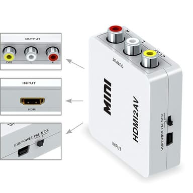 HDMI til AV / RCA signalomformer 1080p