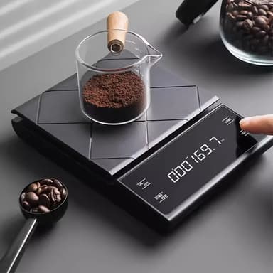 Digital kaffevekt, 5 kg/0,1 g med USB-lading Sort