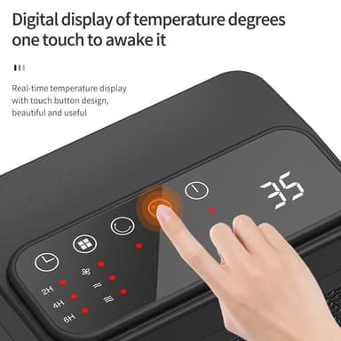 Digital varmevifte justerbar med fjernkontroll Sort