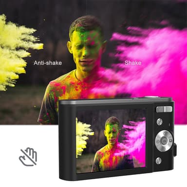 Digitalkamera 2.7K 48MP 1080P, 16x zoom, anti-shake, ansiktsgjenkjenning Sort