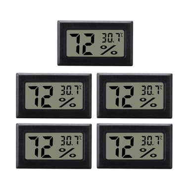Digitalt mini-termometer / hygrometer, 5-pakning Sort