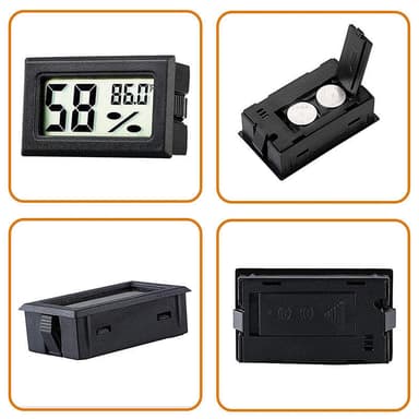 Digitalt mini-termometer / hygrometer, 5-pakning Sort