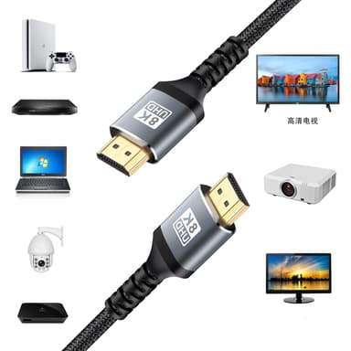 2.1 HDMI-kabel 8K ved 60Hz / 4K ved 120Hz Flerfarget 3 m