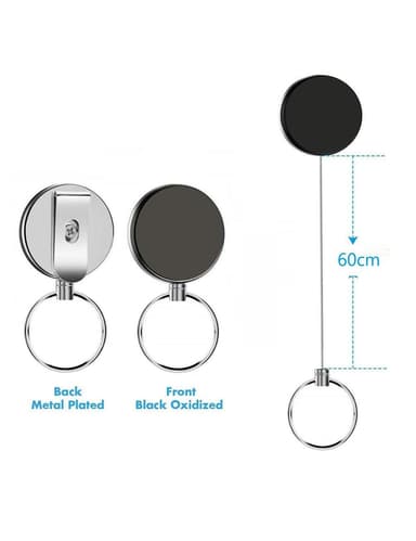 Uttrekkbar nøkkelring med jojo-funksjon og snor, 62 cm 2-pakning