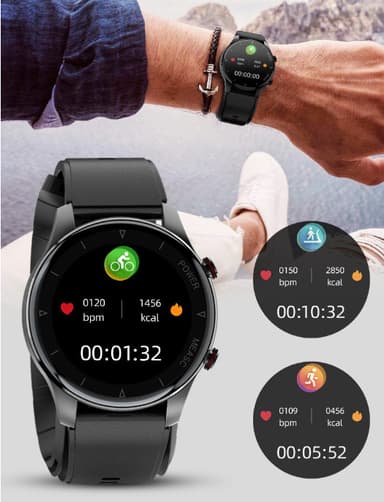 Smartklokke med biosensorbrikke Sort