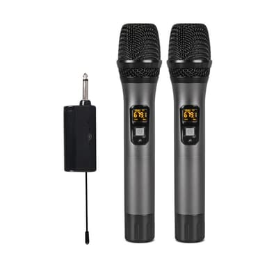 2 trådløse mikrofoner Bluetooth Reverb med Android-portkabel Sort