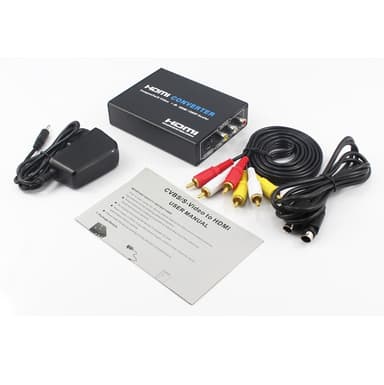 Omformer, AV og S-video til HDMI Sort