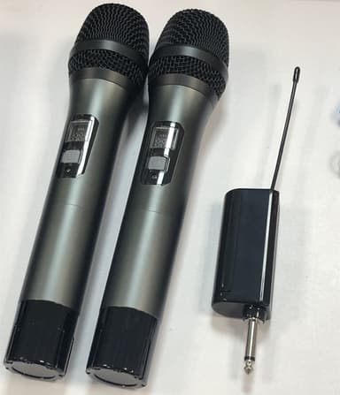 2 trådløse mikrofoner Bluetooth Reverb med Android-portkabel Sort