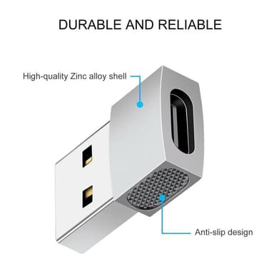 Adapter, USB-C til USB 2.0 Sort