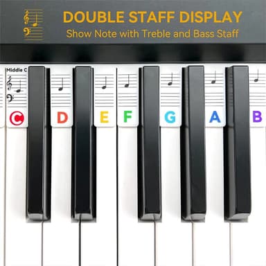 Avtakbare note-etiketter til piano og keyboard, 61 tangenter Flerfarget