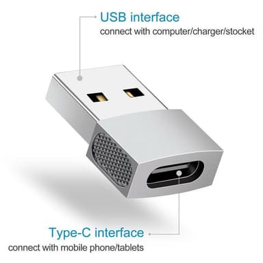 Adapter, USB-C til USB 2.0 Sort