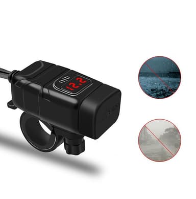 USB-C / USB hurtiglader for bil og motorsykkel Sort