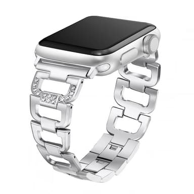 Smart klokkerem D-formet diamantklokkerem med klokkeramme for Fitbit Blaze Sølv