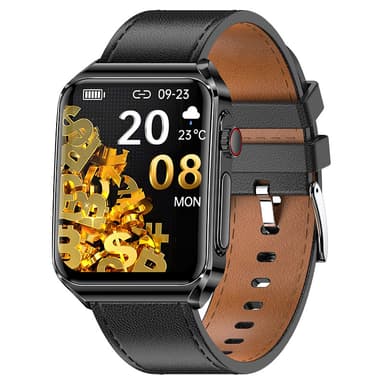 Smartklokke med EKG-hjerteovervåking/Bluetooth-ringing/Bluetooth-musikk Sort
