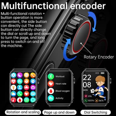Smartklokke med EKG-hjerteovervåking/Bluetooth-ringing/Bluetooth-musikk Sort