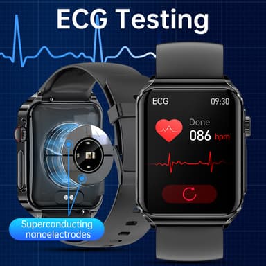 Smartklokke med EKG-hjerteovervåking/Bluetooth-ringing/Bluetooth-musikk Sort