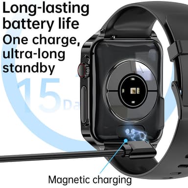 Smartklokke med EKG-hjerteovervåking/Bluetooth-ringing/Bluetooth-musikk Sort