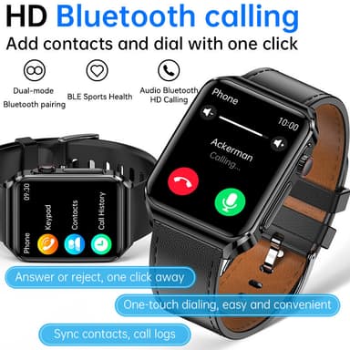 Smartklokke med EKG-hjerteovervåking/Bluetooth-ringing/Bluetooth-musikk Sort