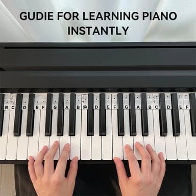 Avtakbare piano- og keyboardetiketter, 88 tangenter Hvit