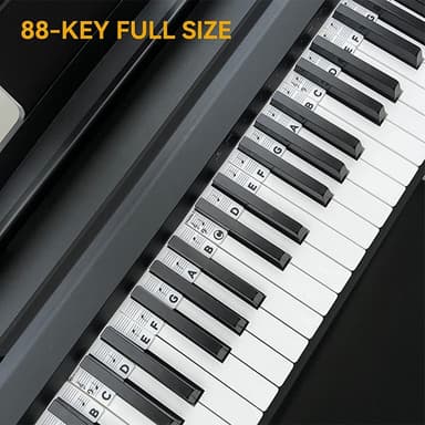 Avtakbare piano- og keyboardetiketter, 88 tangenter Hvit