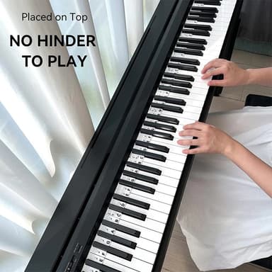 Avtakbare piano- og keyboardetiketter, 88 tangenter Hvit