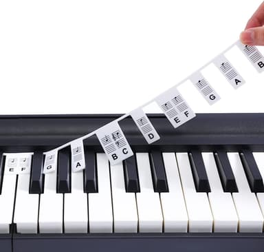 Avtakbare piano- og keyboardetiketter, 88 tangenter Hvit