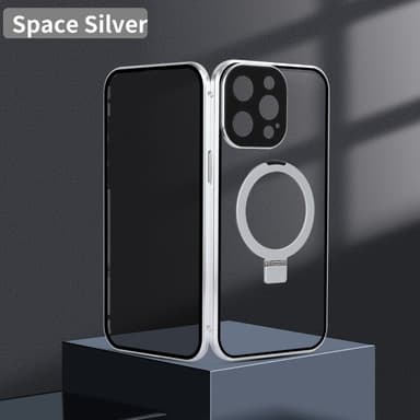 Privacy Magnetic Case med stativ for iPhone Sølv iPhone 15 Pro