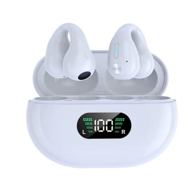 Trådløse ørepropper med klips Bluetooth 5.3 Hvit