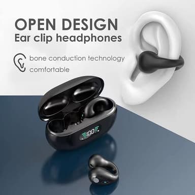 Trådløse ørepropper med klips Bluetooth 5.3 Hvit