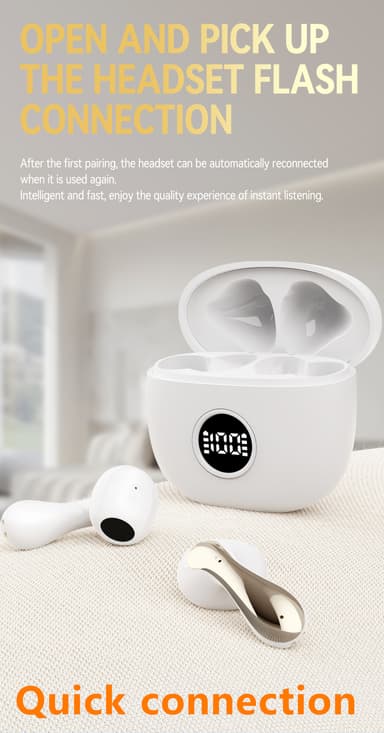 Trådløse in-ear-hodetelefoner med Bluetooth 5.3, støyreduksjon og ladeveske Rosa