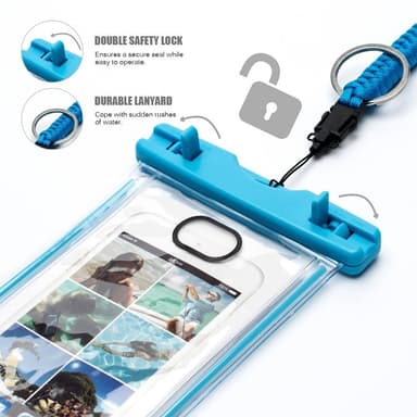 Vanntett mobildeksel for smarttelefon - universal - blå 2-pakning