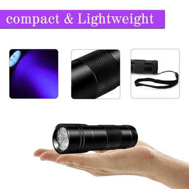 UV-lommelykt med 12 lysdioder 395 nm Sort