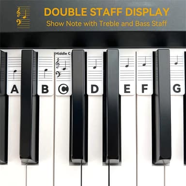 Avtakbare note-etiketter til piano og keyboard, 61 tangenter Hvit