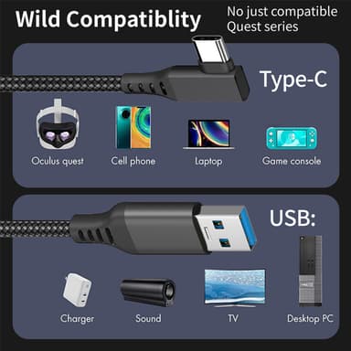Overgangskabel Oculus Quest 2 USB-C / USB-A 5 m