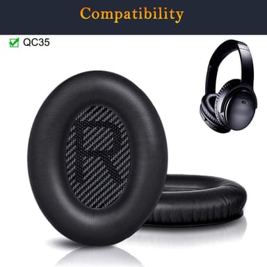 Øreputer for Bose QC35 I/II, QC25, QC15, QC 2 AE 2, AE 2i, AE 2w, SoundTrue, SoundLink Sort