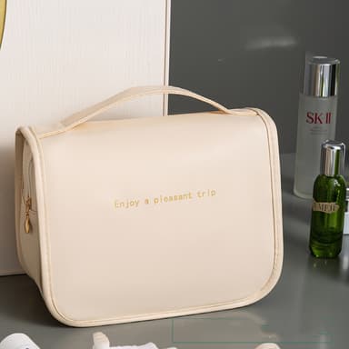 Hengende toalettmappe, kosmetikkveske for reise Beige