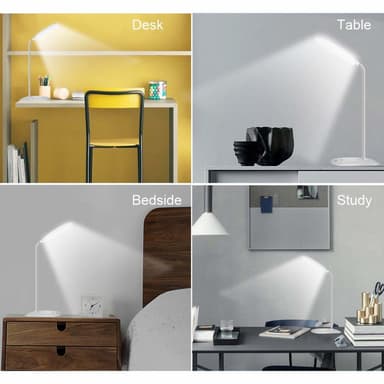 Bordlampe som kan roteres og dimmes, med USB (LED) - hvit