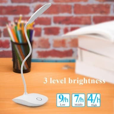 Bordlampe som kan roteres og dimmes, med USB (LED) - hvit