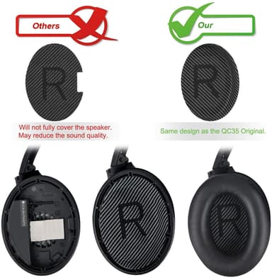 Øreputer for Bose QC35 I/II, QC25, QC15, QC 2 AE 2, AE 2i, AE 2w, SoundTrue, SoundLink Sort