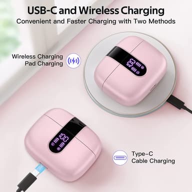Trådløse hodetelefoner med mikrofon og berøringskontroll Rosa