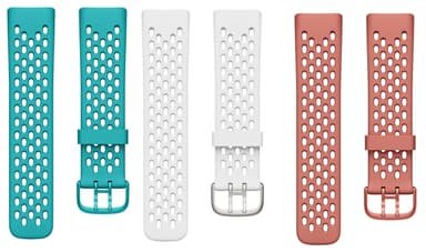 Reimer til Fitbit Charge 5 i silikon 3-pakning turkis / korall / hvit