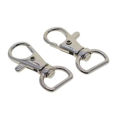 Roterbare halvrunde ringer med karabinkrok 10 stk Sølv 1.5 cm