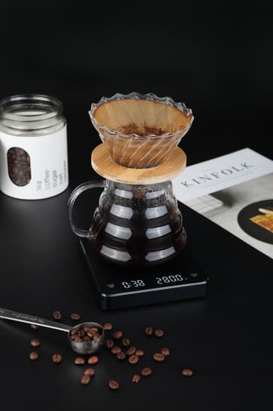 Oppladbar kaffevekt med tidsregulator 3 kg / 0,1 g Sort
