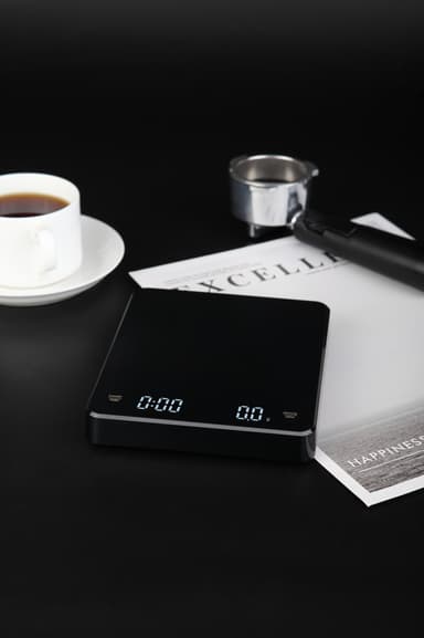 Oppladbar kaffevekt med tidsregulator 3 kg / 0,1 g Sort