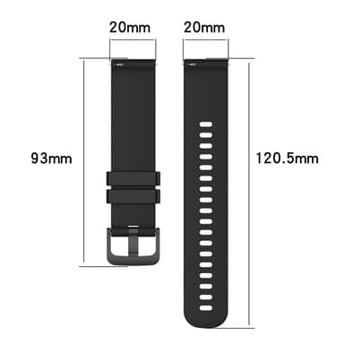 Klokkereim 20 mm Omega/Huawei/Samsung Galaxy Watch silikon Sort