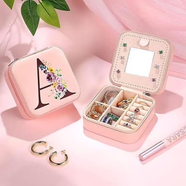 Reise smykkeskrin etui med speil Rosa Model B