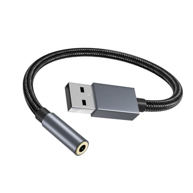 Overgangskabel for lyd, USB til 3,5 mm Grå